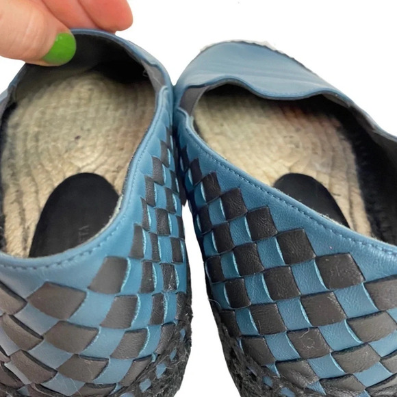 Bottega Veneta Leather Woven Espadrilles Mens 5 / 38 Slide On Shoes Blue Black - Picture 9 of 14